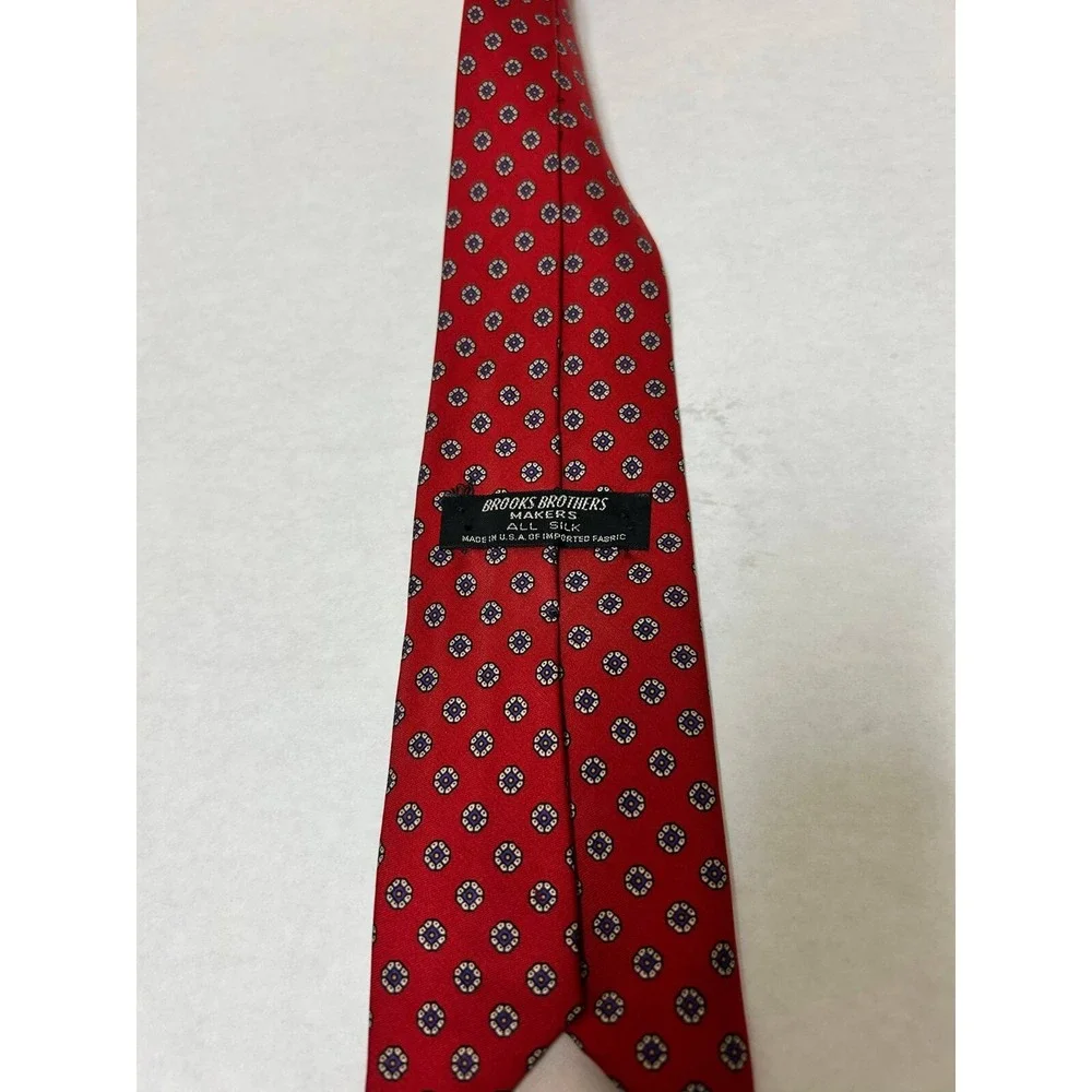 Brooks Brothers Makers Necktie Men's One‎ Size Red Floral Silk Designer Classic